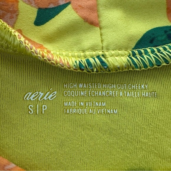 NWT Aerie small Yellow High Waisted Hi Cut Cheeky Bikini Bottoms Crossover New S - Picture 3 of 6